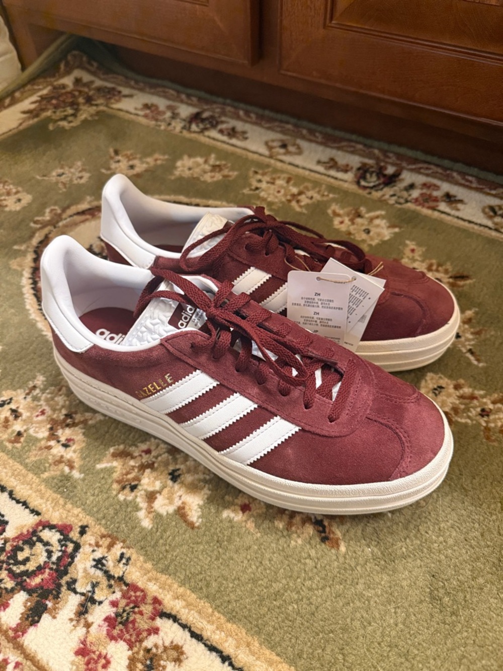 adidas Burgundy and White Suede Sneakers - Women’s